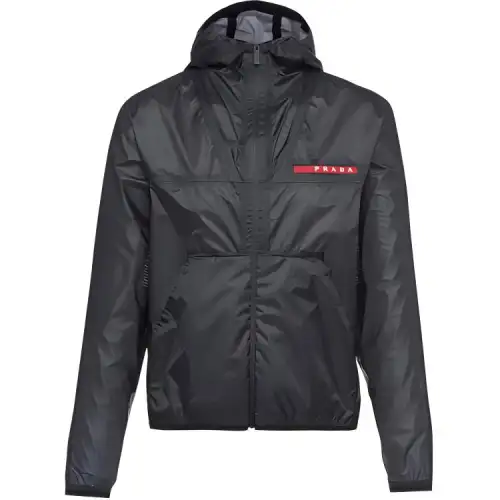 PRADA Jackets Men's Black Hooded Moderate Other