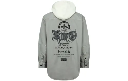EVISU Jackets Men's Light Gray Hooded Moderate Other