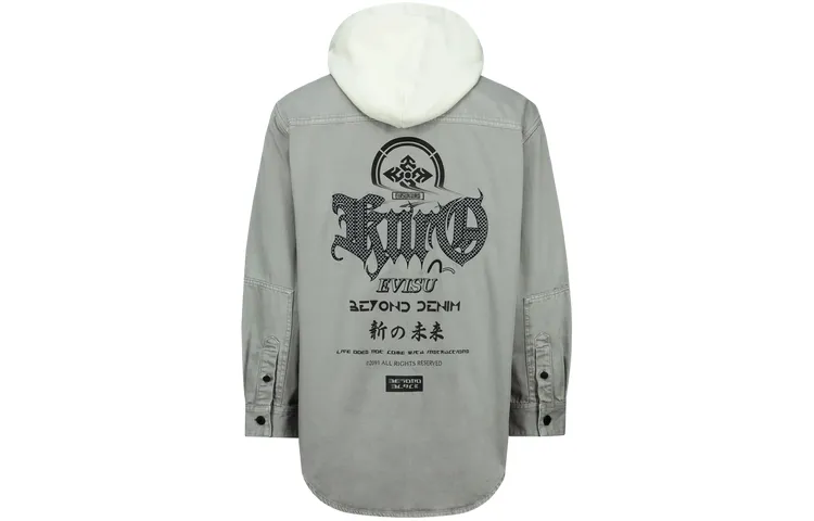 EVISU Jackets Men's Light Gray Hooded Moderate Other