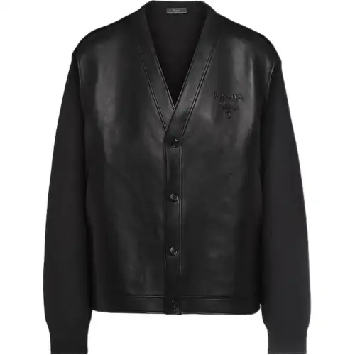 PRADA Jackets Men's Black V Neck