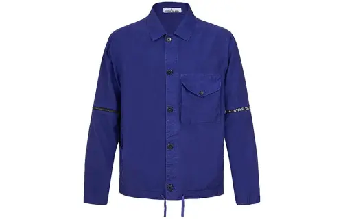 STONE ISLAND Jackets Men's Dark Blue Stand Collar Moderate Other