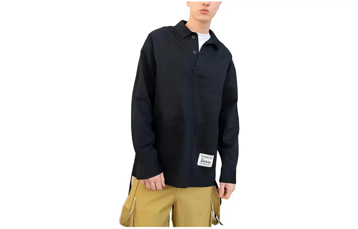 Dickies Shirts Men's Black Lapel Moderate Regular