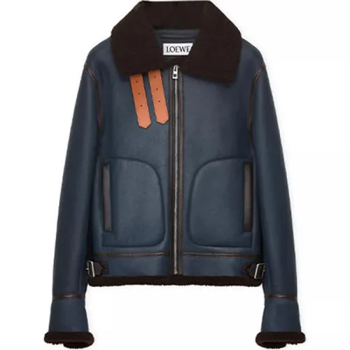 LOEWE SS23 Jackets Men's Blue Crew Neck Moderate Pilot