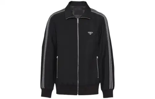 PRADA Jackets Men's Black Stand Collar Moderate Other