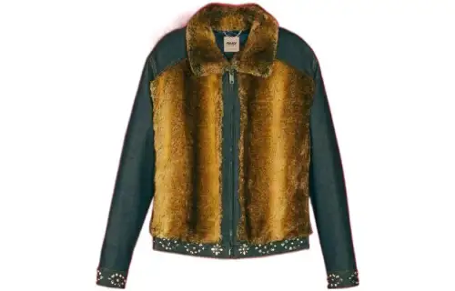 Palace X GUCCI Crystals And Studs Details Denim/Faux Fur Jacket