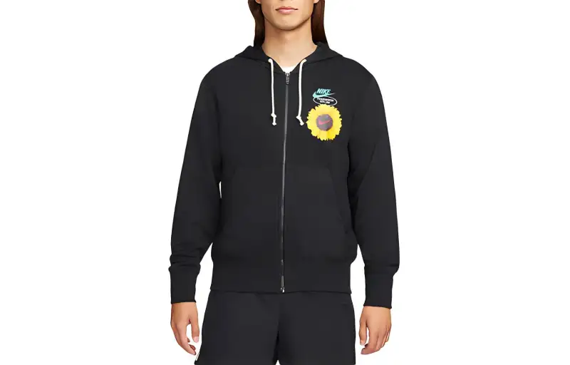 Nike Sweatshirts Men's Black Hooded Moderate Cardigan