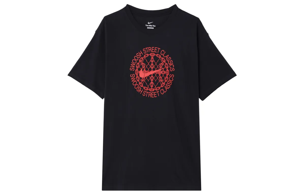 Nike T-Shirts Men's Black Crew Neck Moderate Straight Fit