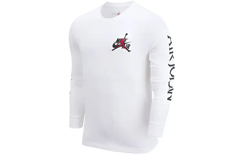Jordan T Shirts Men's White Crew Neck Moderate Straight Fit
