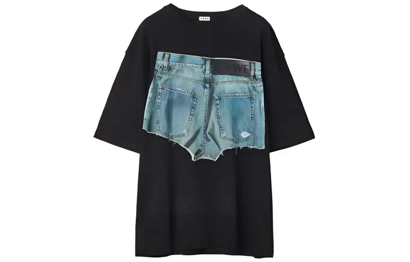 LOEWE T Shirts Men's Black Crew Neck Moderate Straight Fit