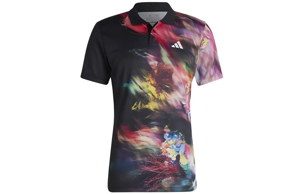 Adidas Polo Shirts Men's Black Polo Collar Moderate Straight Fit