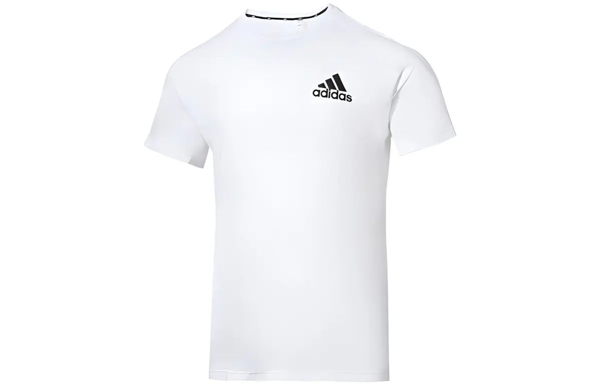 Adidas T-Shirts Men's White Crew Neck Moderate Straight Fit
