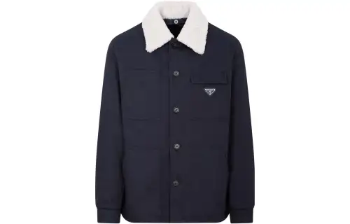 PRADA Jackets Men's Blue Lapel Moderate Other