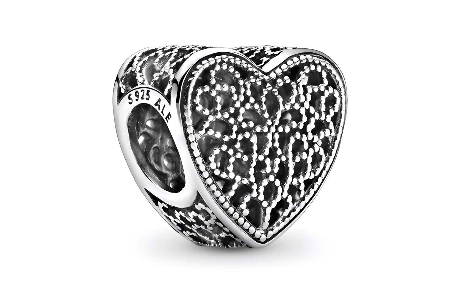 Шарм Pandora Openwork Heart (серебряный)