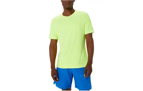 ASICS T Shirts Men's Yellow Crew Neck Moderate Straight Fit