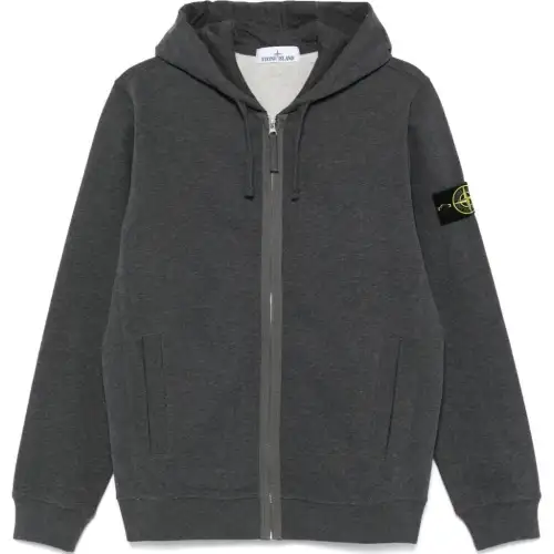 STONE ISLAND Logo Patch Zip-Up Hoodie