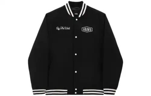Vans CHECKERBOARD RESEARCH VARSITY Jackets Men's Black Baseball Collar Moderate Other