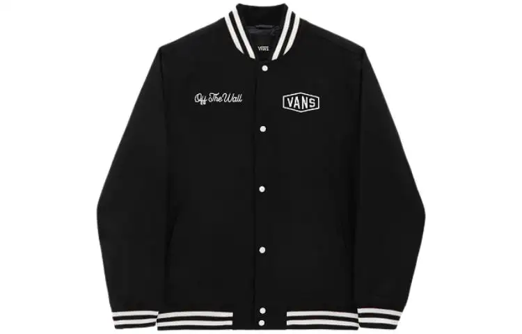 Vans CHECKERBOARD RESEARCH VARSITY Jackets Men's Black Baseball Collar Moderate Other
