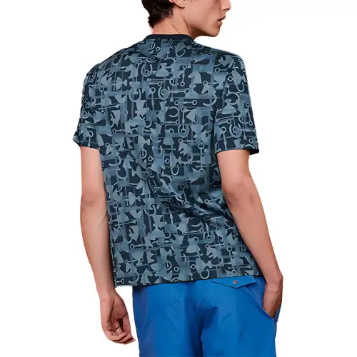 HERMES T Shirts Men's Blue Crew Neck Moderate Straight Fit