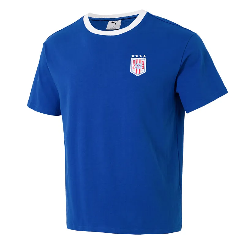 PUMA T-Shirts Unisex Blue Crew Neck Moderate Straight Fit