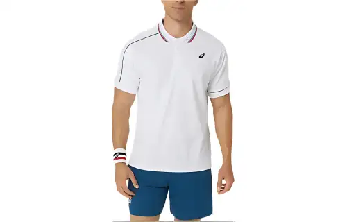 ASICS Polo Shirts Men's White Polo Collar Moderate Straight Fit
