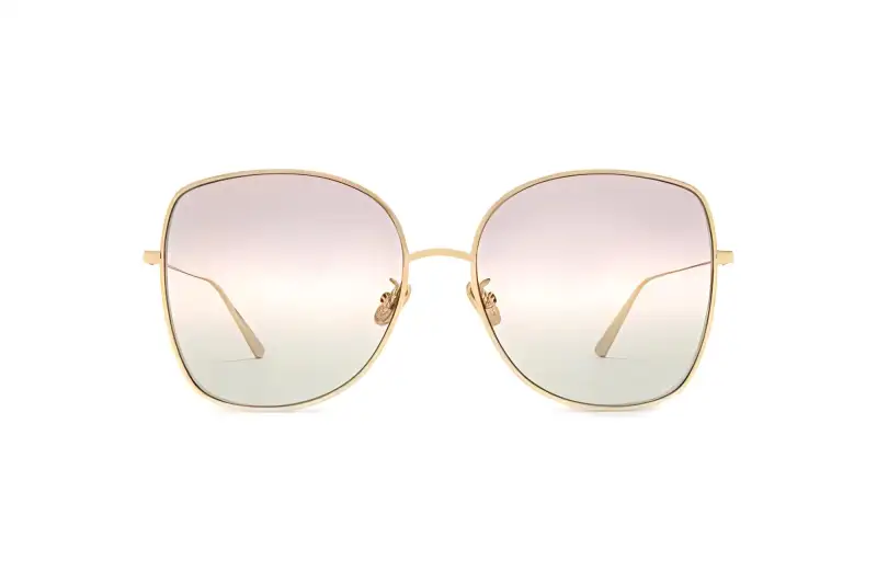 DIOR Irregular Shape Sunglasses Women's Gold