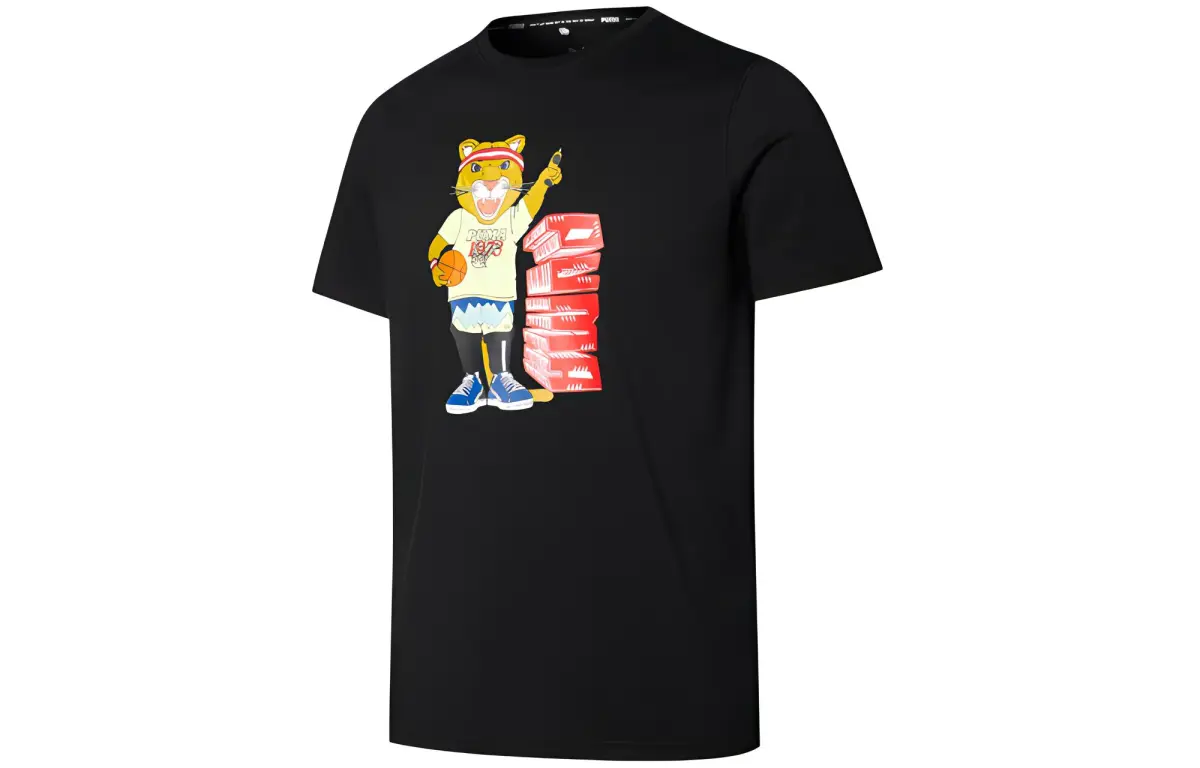 PUMA Dylan T-Shirts Men's Black Crew Neck Moderate Straight Fit