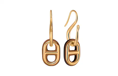 HERMES Earrings Women's Gold