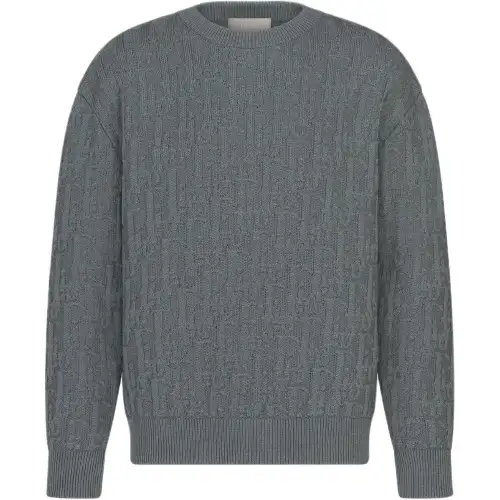 DIOR Knitwear Men's Gray Crew Neck Moderate Other