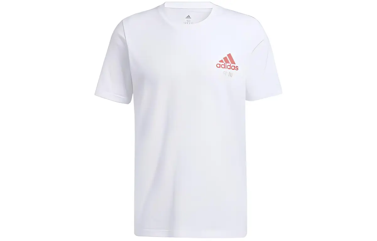 Adidas T-Shirts Men's White Crew Neck Moderate Straight Fit
