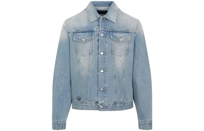 PRADA Enamelled Tag Detailed Denim Jacket