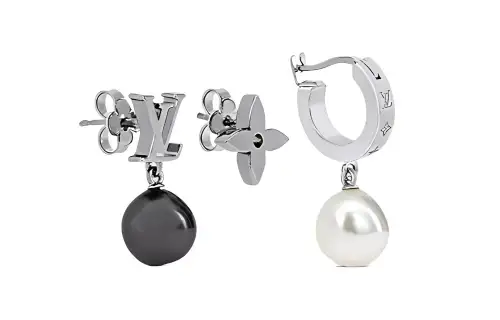 LOUIS VUITTON Monogram Earrings Women's Silver