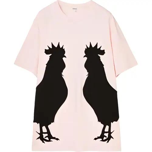 LOEWE T Shirts Men's Pink Crew Neck Moderate Straight Fit