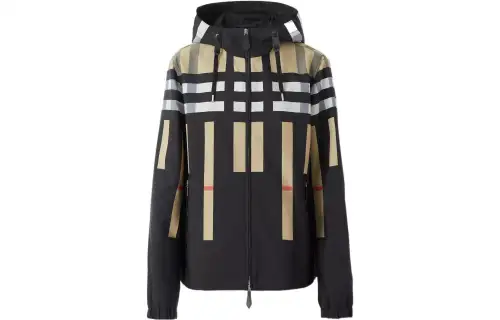 Burberry Sliced Check Nylon Hooded Jacket
