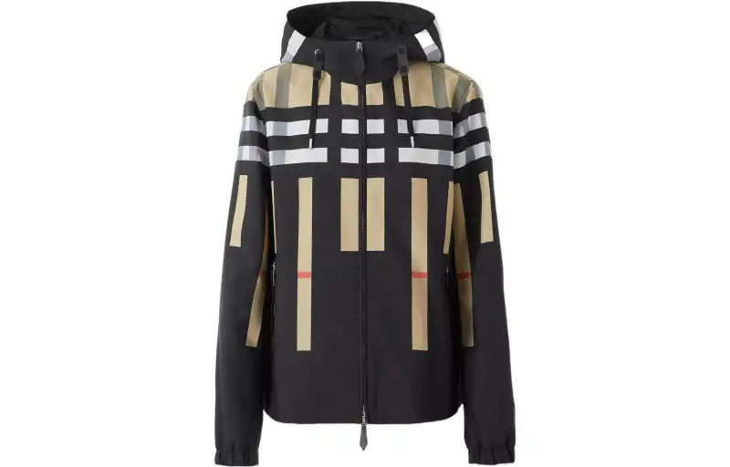 Burberry Sliced Check Nylon Hooded Jacket