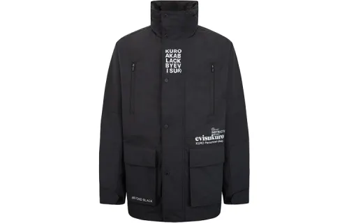 EVISU Jackets Men's Black Hooded Moderate Workwear