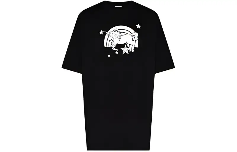 Vetements T Shirts Unisex Black Crew Neck Moderate Straight Fit
