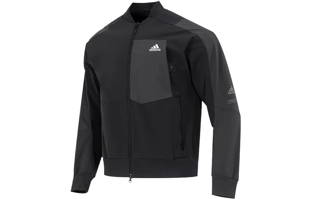 Adidas Jackets Men's Black Stand Collar Moderate Workwear