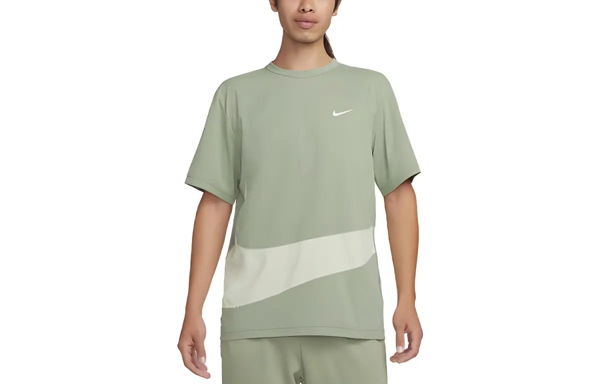 Nike T-Shirts Men's Oil Green Crew Neck Moderate Straight Fit