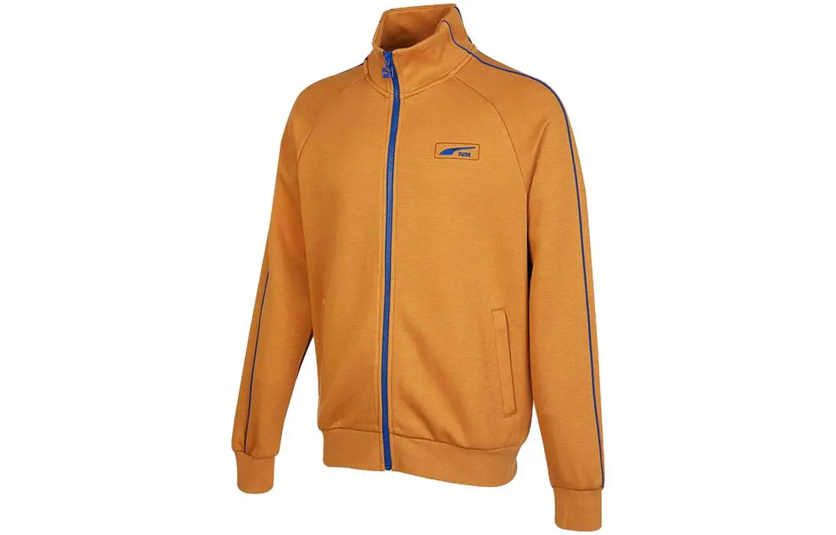 PUMA Jackets Men's Khaki Stand Collar Moderate Straight Fit