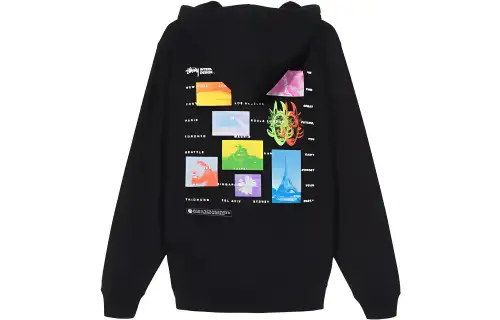 Stussy Sweatshirts Unisex Black Hooded Moderate Regular