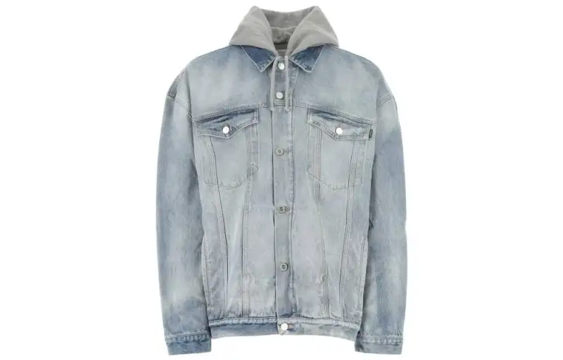 Vetements Denim Jackets Men's Light Blue Hooded Moderate