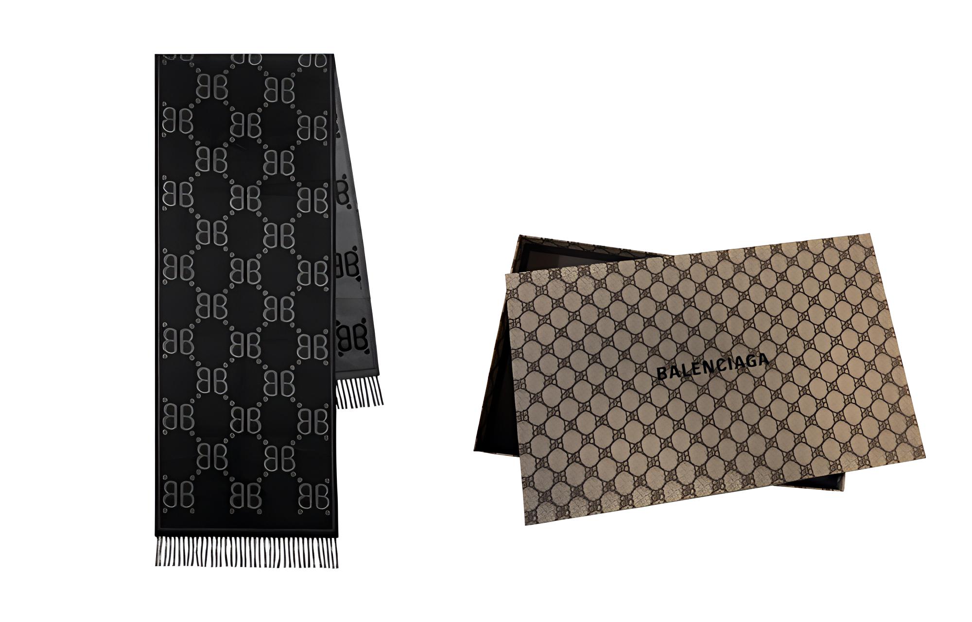 Шарф Balenciaga Patterned Scarf (черно-белый)