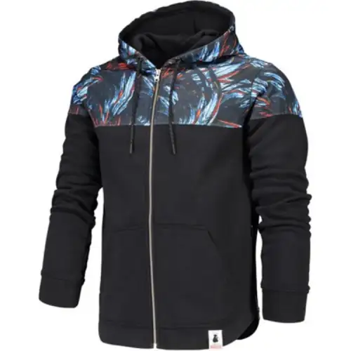 Converse Knitwear Men's Black Hooded Moderate Cardigan
