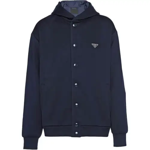 PRADA Jackets Men's Marine Blue Hooded Moderate Other