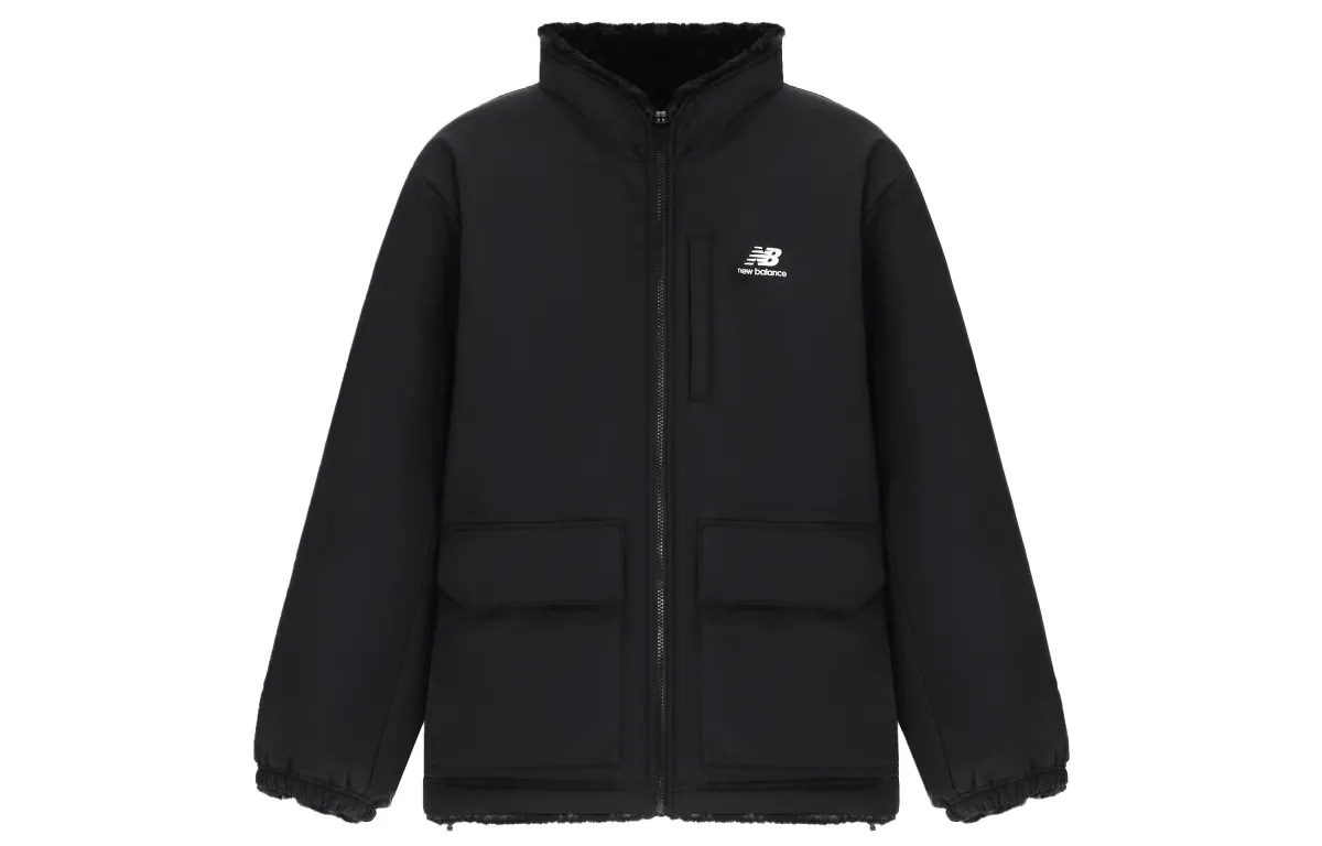 New Balance Jackets Unisex Black Stand Collar Moderate Straight Fit