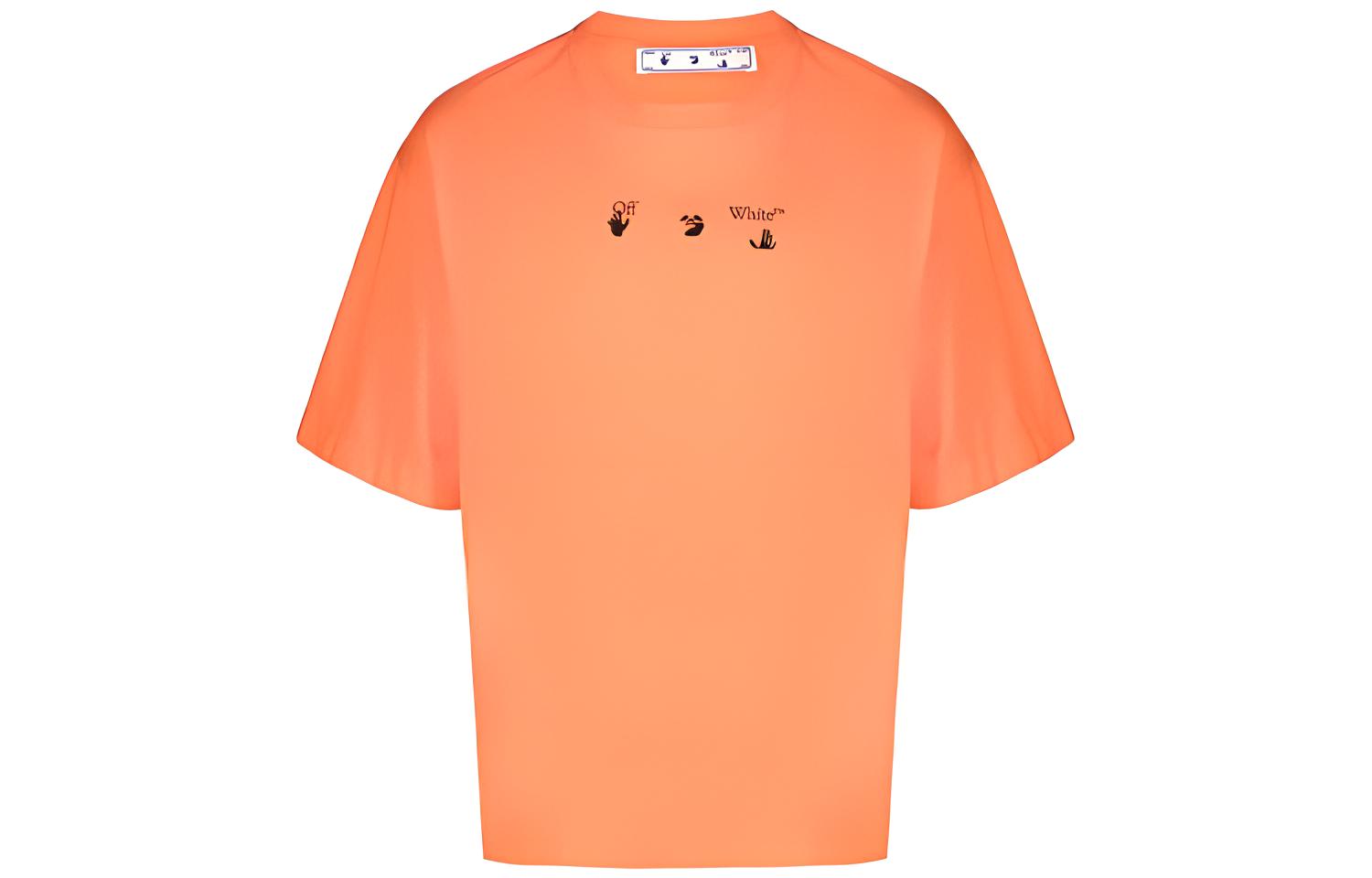 OFF WHITE Dinosaur Series T Shirts Men's Orange Crew Neck Moderate Straight Fit