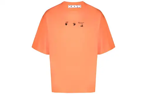 OFF WHITE Dinosaur Series T Shirts Men's Orange Crew Neck Moderate Straight Fit