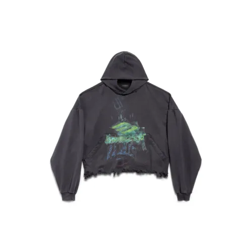 Balenciaga Diy Imprint Destroyed Cropped Hoodie