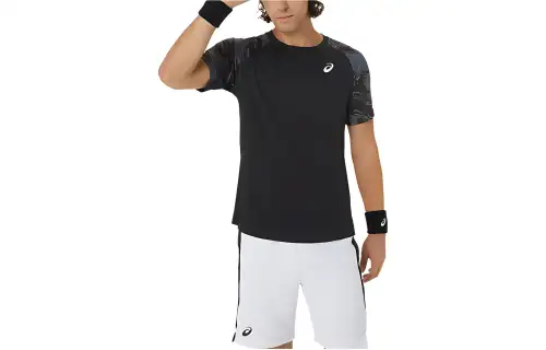 ASICS T Shirts Men's Black Crew Neck Moderate Other