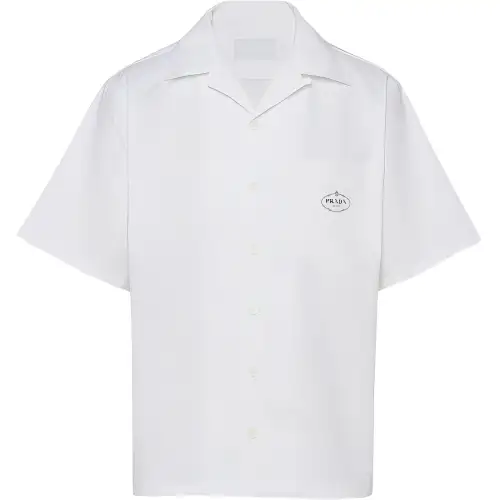PRADA Shirts Men's White Cuban Collar Moderate Other